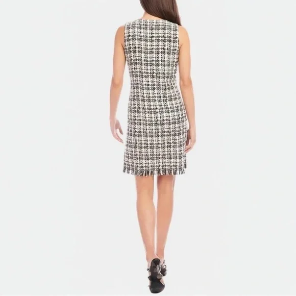 NWT Karen Kane Tweed Black and White Shift Dress Small - Picture 2 of 8